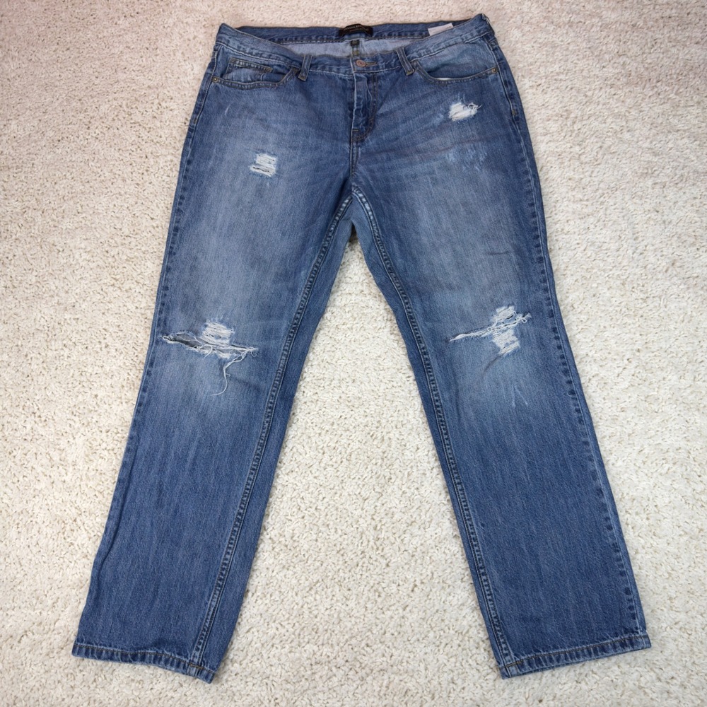 Banana Republic Factory Boyfriend Jeans Womens 31/12 Blue Distressed Y2K Grunge
